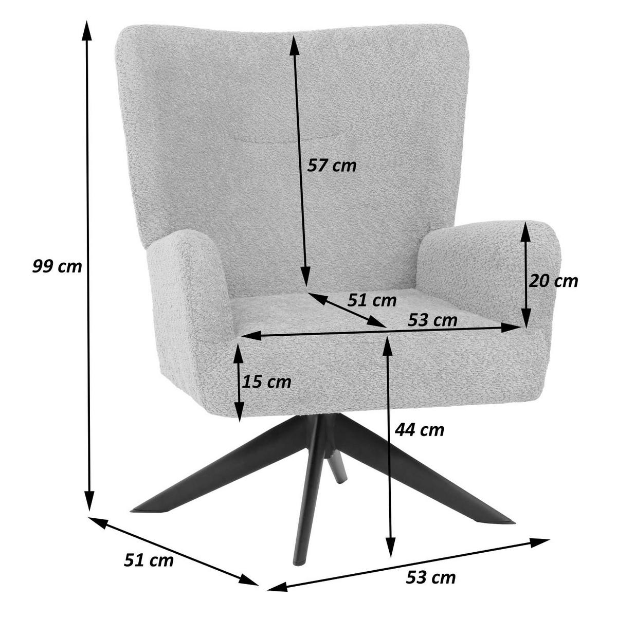 LOUNGE-SESSEL Creme - Creme, Textil (75/99/74cm) - MCW
