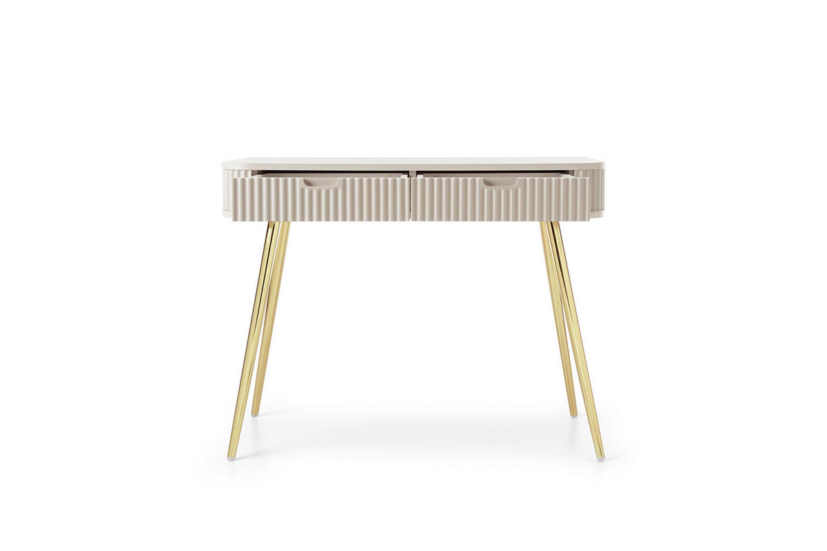 KONSOLENTISCH PORTO (Oval, Rillenfront, Cashmere Matt, Goldene Füße) - Kaschmir/Goldfarben, Holz/Holzwerkstoff (49/103/80cm) - Ravio