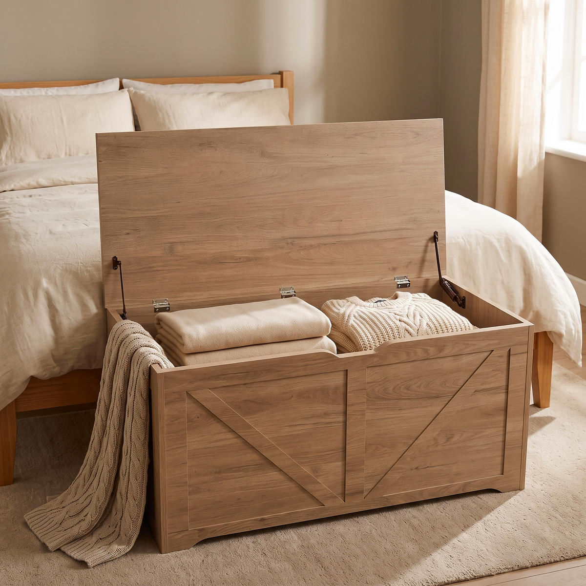 SITZBANK Hellgrau mit Stauraum - Grau, Holzwerkstoff (100/46/40cm) - Relaxdays