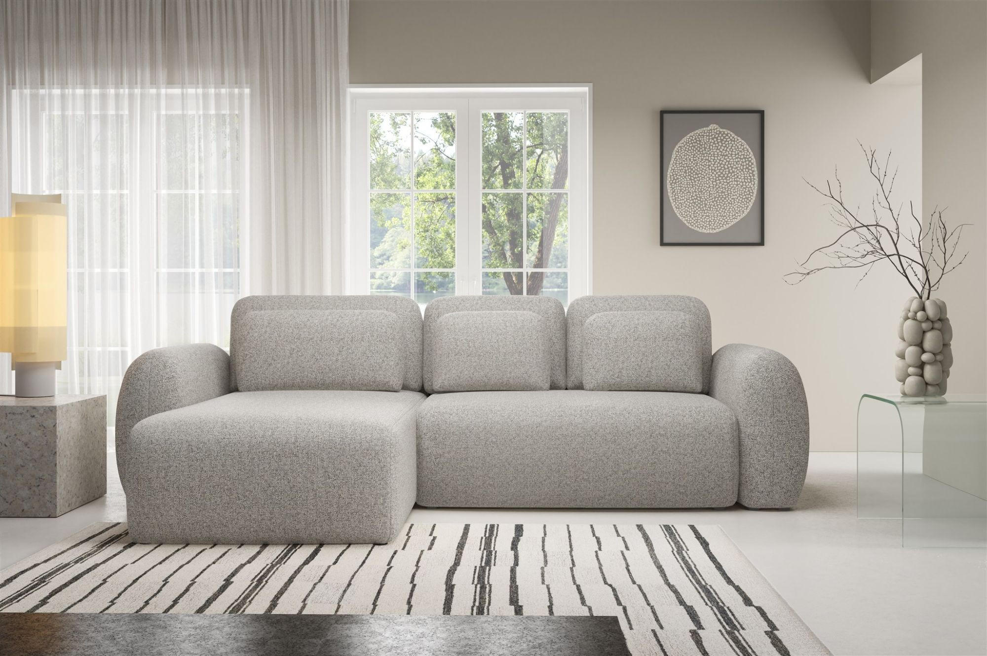 ECKSOFA Gaston Mit Schlaffunktion - Greige, Holzwerkstoff/Textil (304/190cm) - Fun Möbel