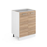 UNTERSCHRANK R-Line Sonoma 60 cm mit Türen, ohne AP - Weiß/Sonoma Eiche, Holzwerkstoff (60/81.6/46cm) - Vicco