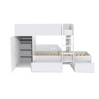 ETAGENBETT mit Schrank und Schubladen/ Bett 90x190 TWIN - Weiß - Weiß, Holzwerkstoff (90/190cm) - Weber Industries