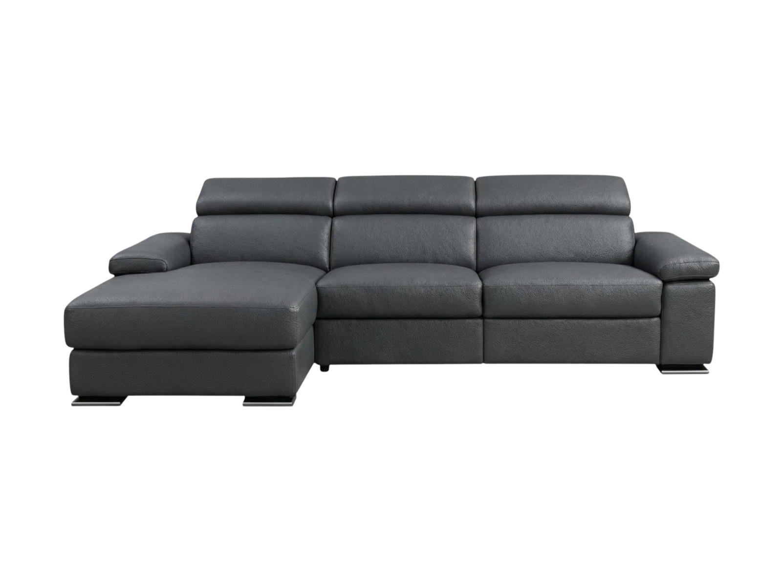 ECKSOFA Plutone Echtleder Anthrazit - Anthrazit, Leder/Metall (286/165cm)