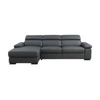 ECKSOFA Plutone Echtleder Anthrazit - Anthrazit, Leder/Metall (286/165cm)