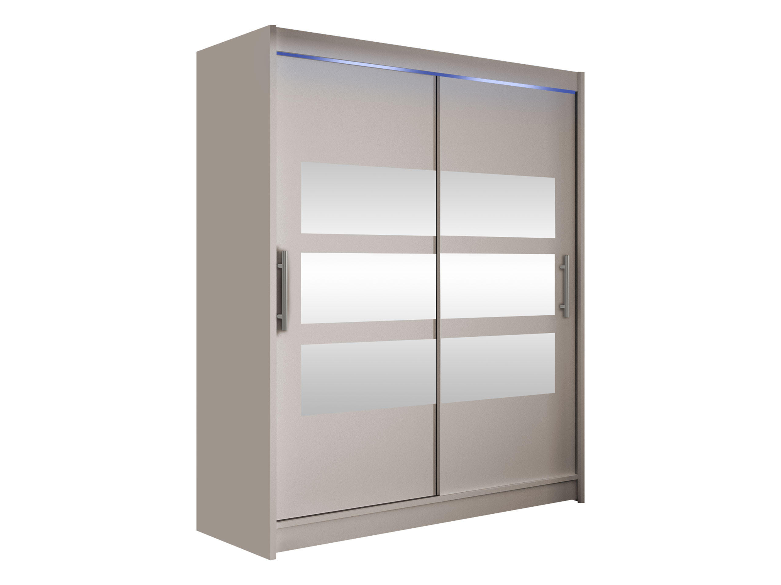 SCHWEBETÜRENSCHRANK Westa VII, mit RGB LED Beleuchtung - Kaschmir/Silberfarben, Holzwerkstoff/Metall (150/200/58cm) - MIRJAN24