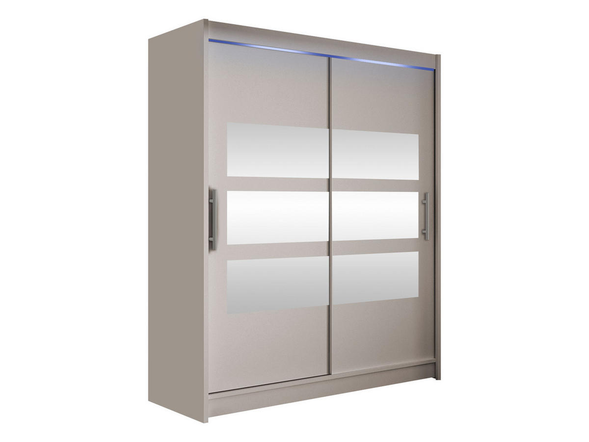 SCHWEBETÜRENSCHRANK Westa VII, mit RGB LED Beleuchtung - Kaschmir/Silberfarben, Holzwerkstoff/Metall (150/200/58cm) - MIRJAN24