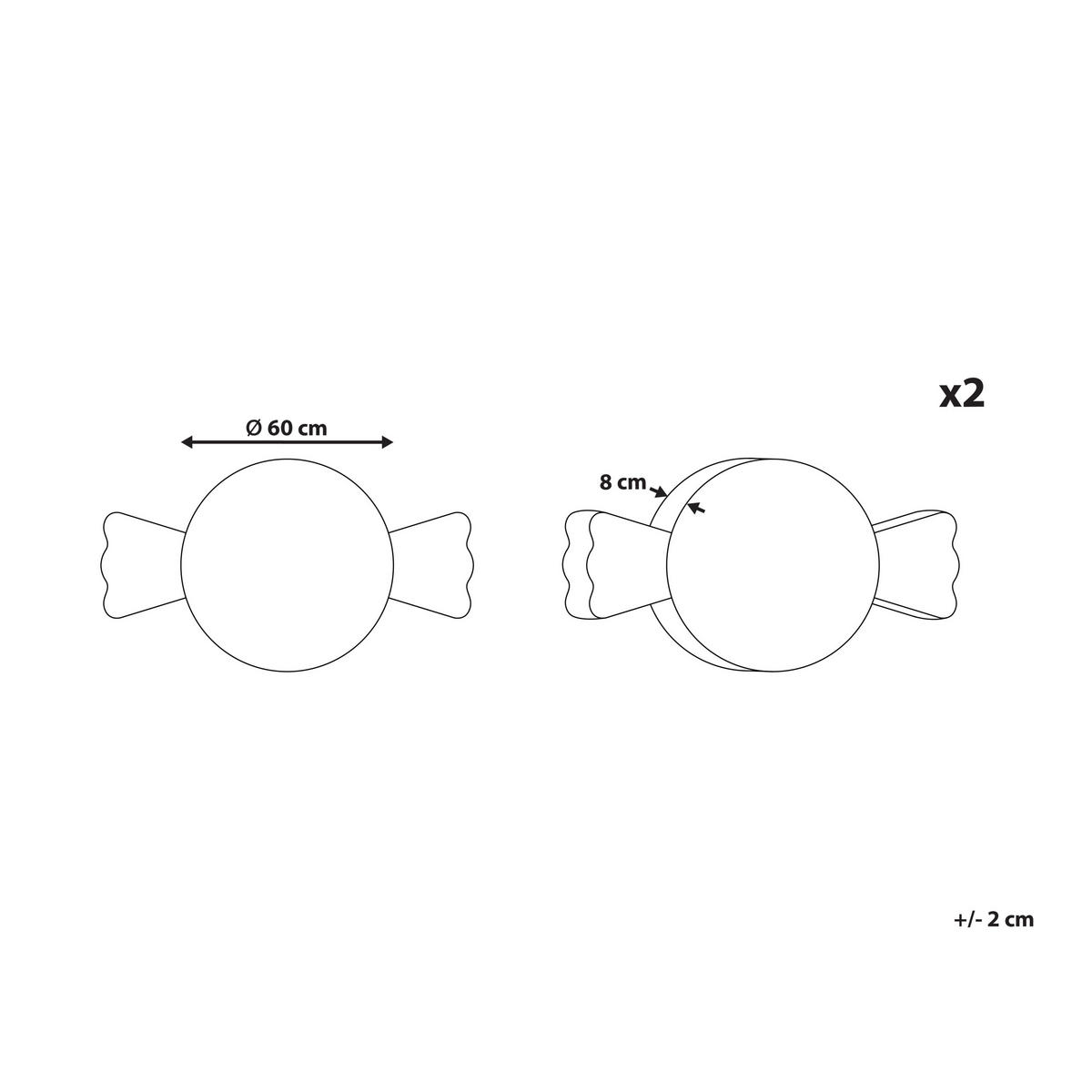 DEKOKISSEN 2er-Set Dunkelbraun 60/60 cm Whirl Candy - Dunkelbraun/Weiß, Textil (60/60cm) - Beliani