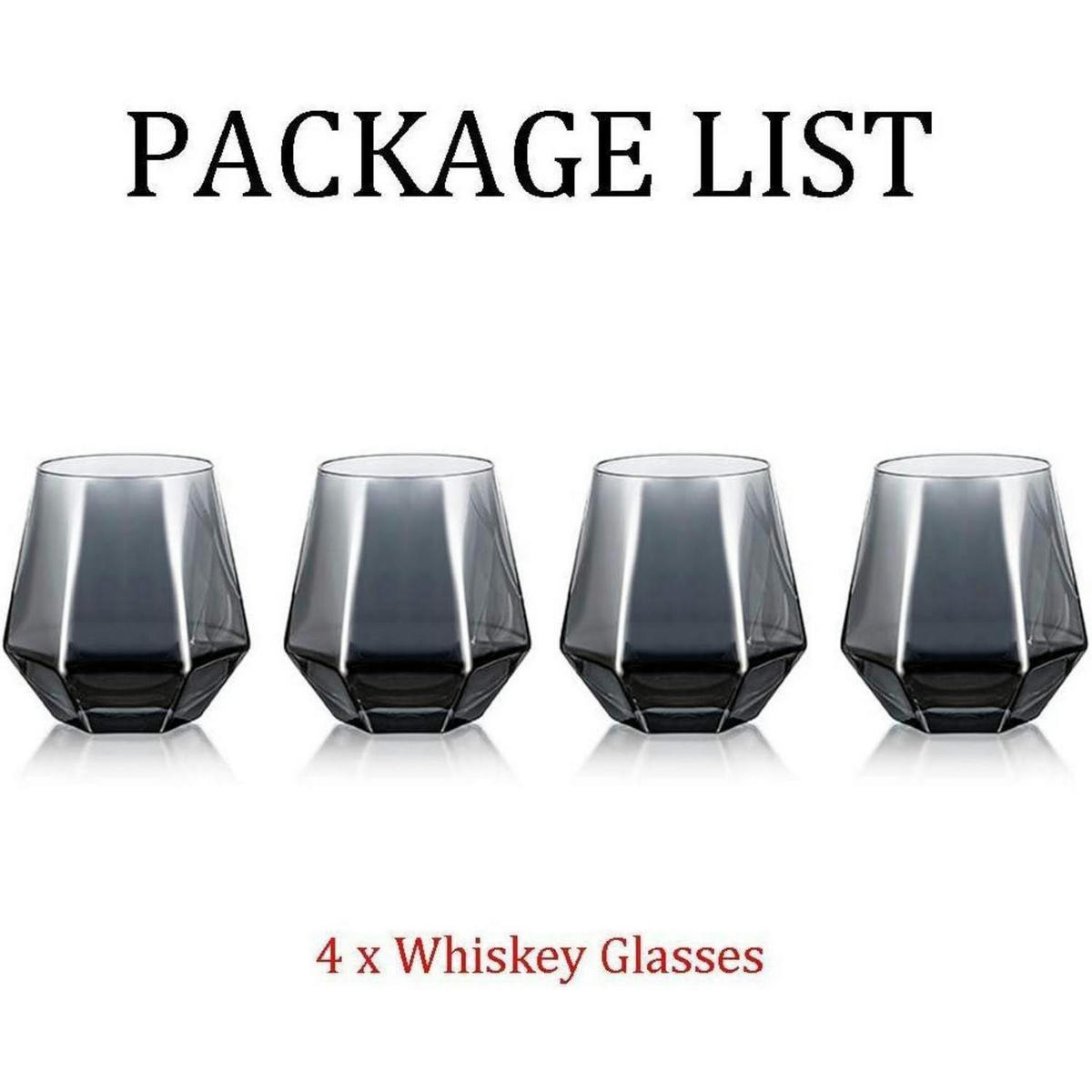 WHISKYGLÄSER 4er-Set Rauchgrau 300 ml - Transparent, Glas (0.3L)