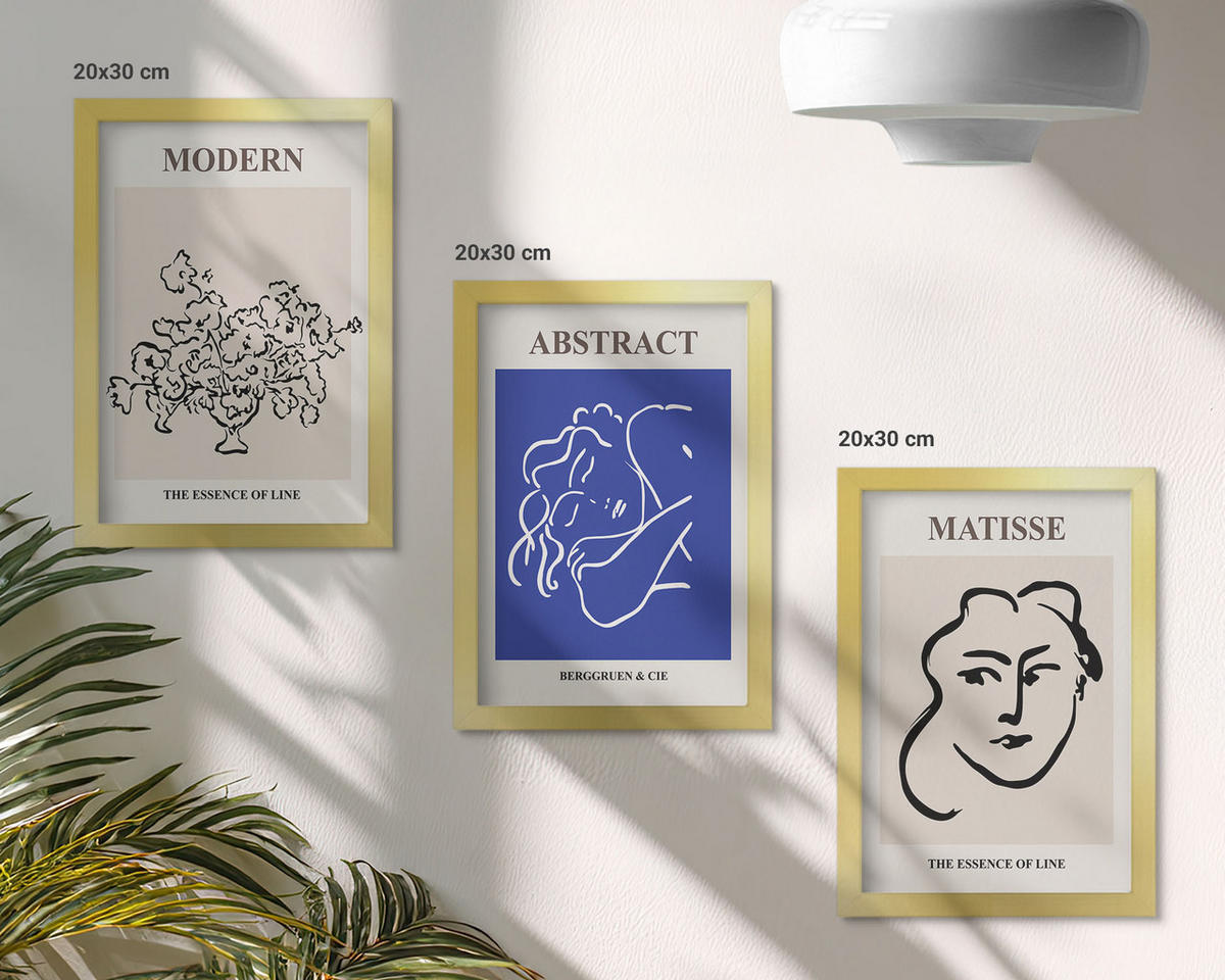 BILDER SET 3er Set - 20x30 cm Goldrahmen - Matisses moderne Plakate - Goldfarben, Kunststoff (20/30cm) - TULUP