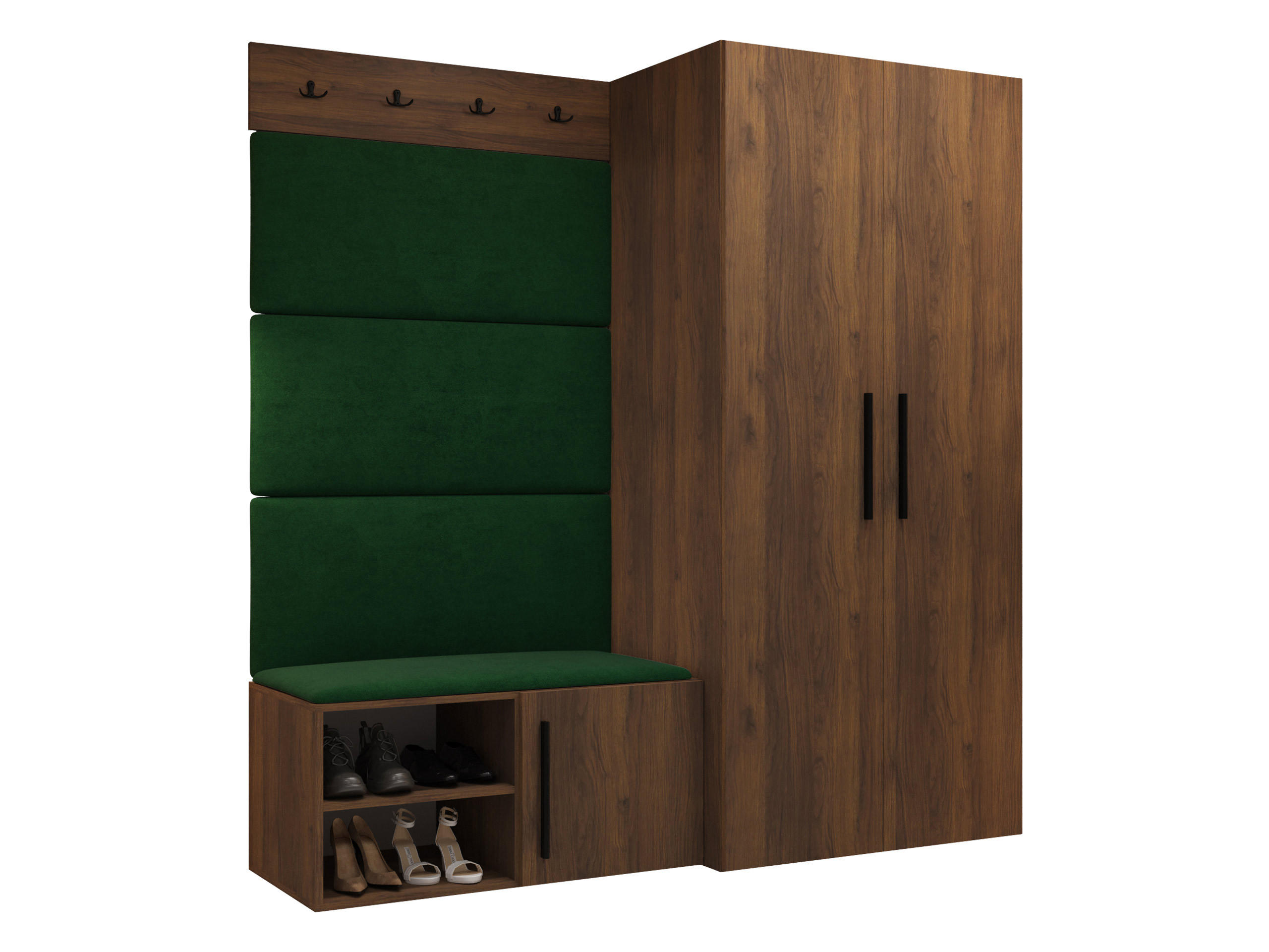 GARDEROBEN-SET Medi I - Nussbaumfarben/Schwarz, Holzwerkstoff/Kunststoff (80/191/50cm) - MIRJAN24