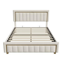 POLSTERBETT 160x200 cm beige Stauraum Lattenrost Kopfteil - Beige, Metall (160/200cm)