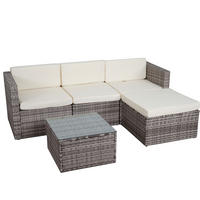 POLY-RATTAN-GARNITUR Grau - Grau, Kunststoff - MCW
