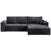 ECKSOFA Pablo mit Schlaffunktion Schwarz Cord - Schwarz, Textil (294/185cm) - Bromarkt