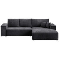 ECKSOFA Pablo mit Schlaffunktion Schwarz Cord - Schwarz, Textil (294/185cm) - Bromarkt