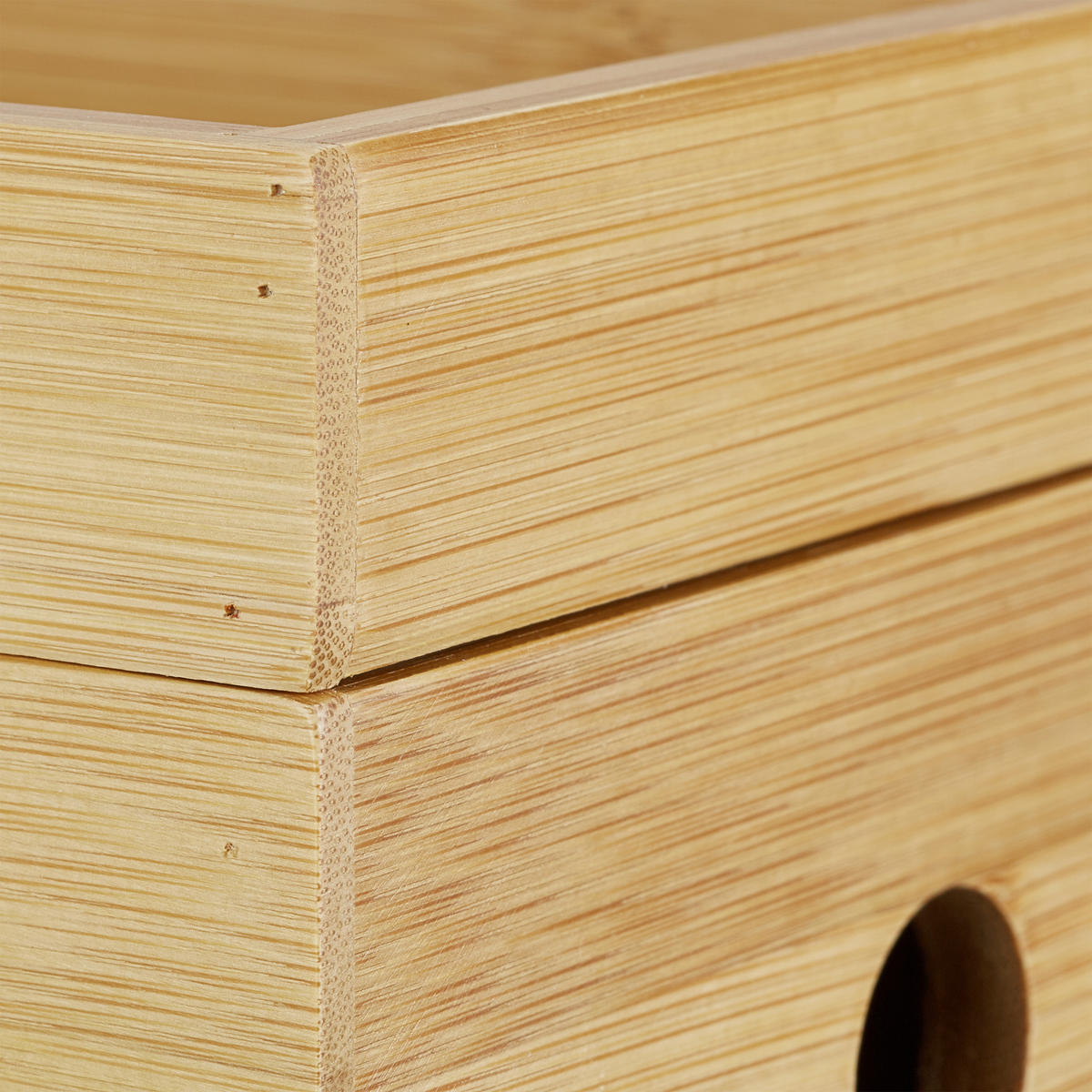 KABELBOX - Hellbraun, Holz (14/25.5/14cm) - Relaxdays