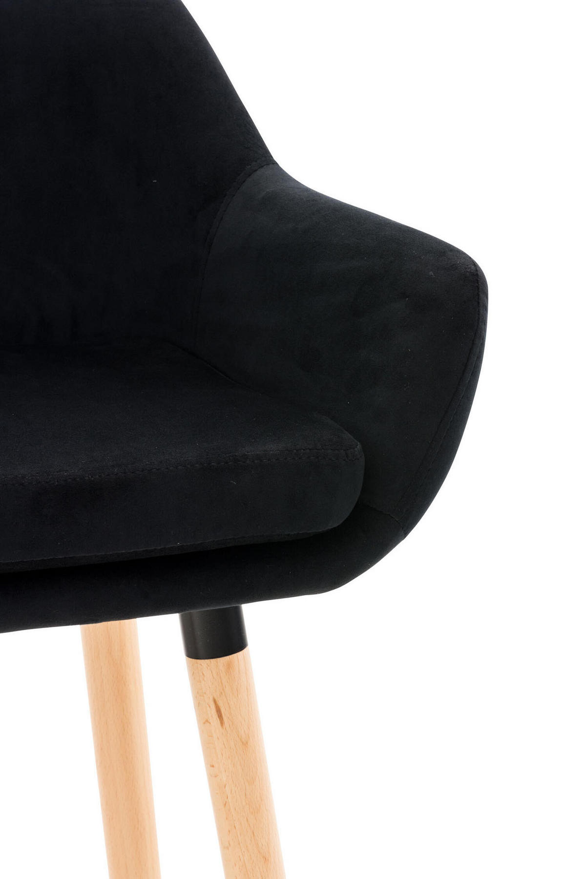 BARHOCKER Grande, Gestell Holz, Samt Schwarz - Schwarz/Braun, Holz/Textil (55/99/46cm) - TPFLiving