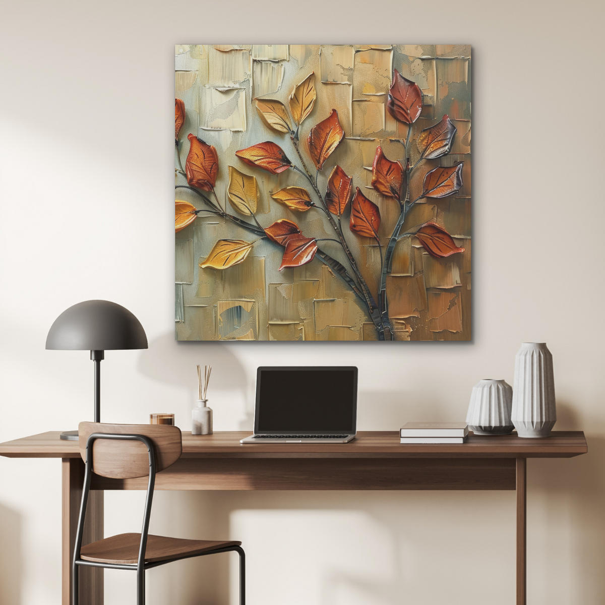 AKUSTIKPANEEL Baum - Abstrakt - Natur - Kunst 90x90 cm - Goldfarben, Textil (90/0.9/90cm) - MuchoWow