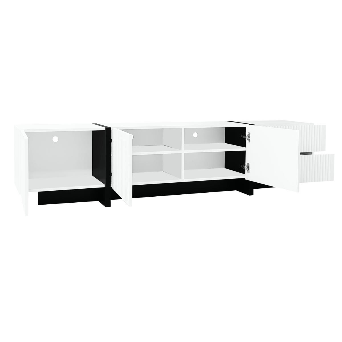 TV-SCHRANK 190cm 3 Türen 2 Schubladen Schwarz-Weiß - Weiß, Holz (44.48/17.48/103.48cm) - FLIEKS