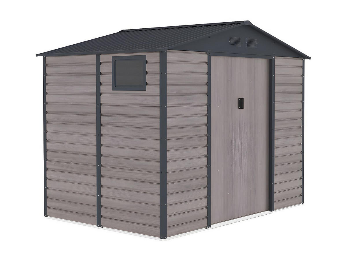 SCHREBERGARTENHAUS - 267 cm x 181 cm - metall - anthrazitgrau, naturfarben dunkel Adelmo - Grau, Metall (267/221/181cm) - Vente-Unique