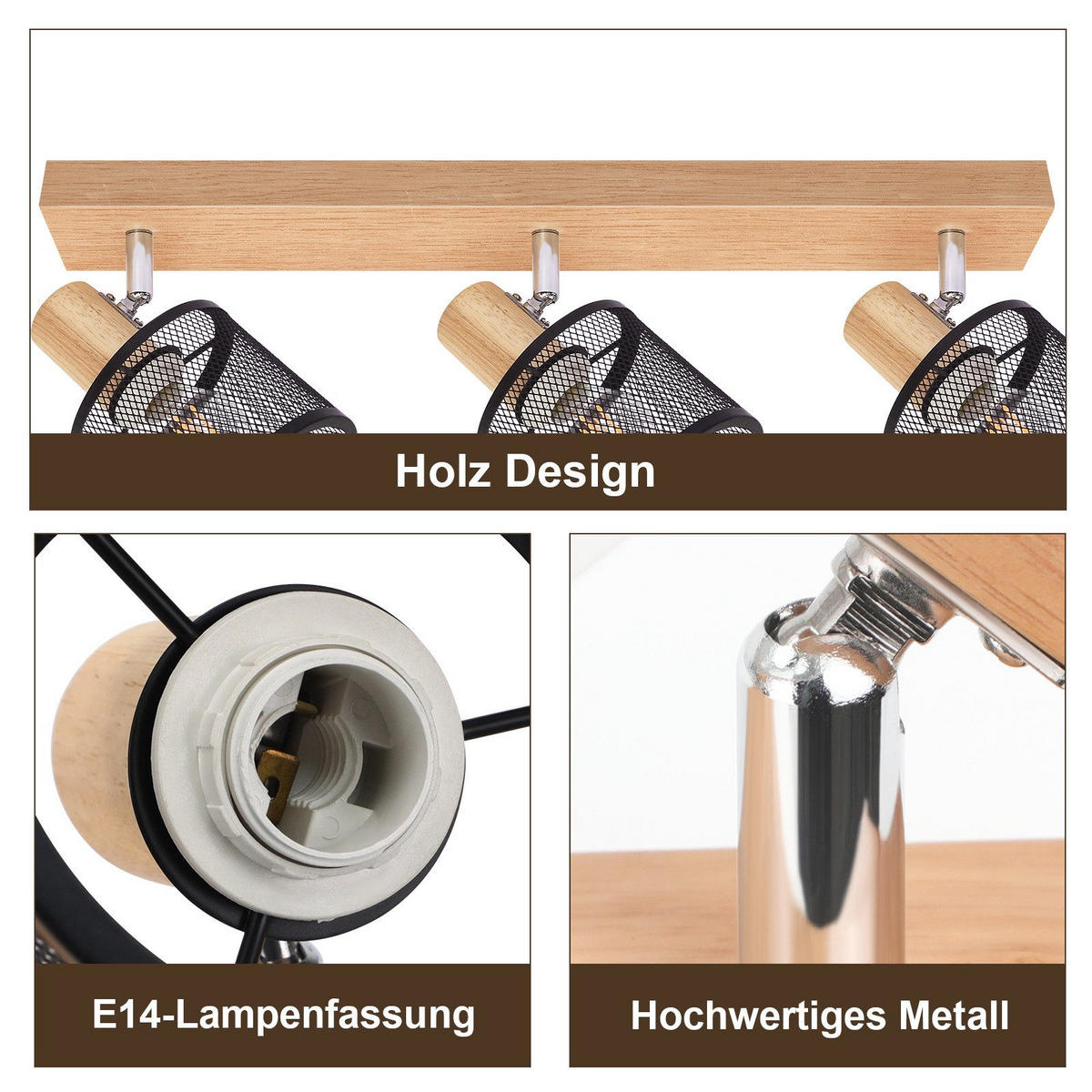 STRAHLER Gisela 3-flammig 42/10/14 cm - Schwarz, Metall (42/10/14cm) - Nettlife