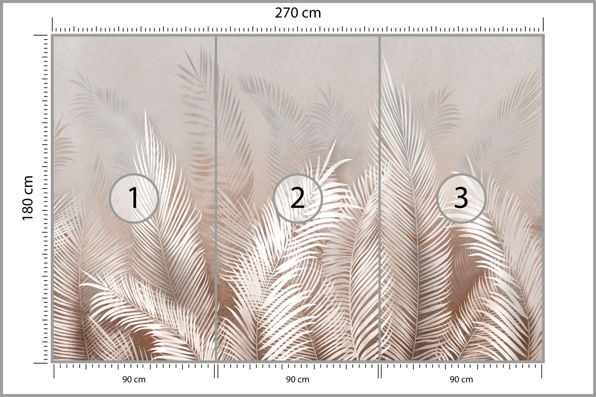 FOTOTAPETE Palmenblätter Pflanzen Natur Boho Stil 270x180cm - Beige/Braun, Papier (270/180cm) - Muralo