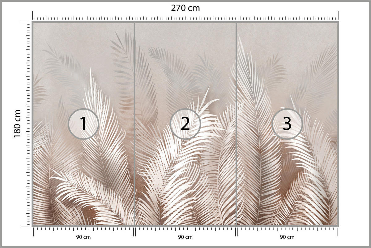 FOTOTAPETE Palmenblätter Pflanzen Natur Boho Stil 270x180cm - Beige/Braun, Papier (270/180cm) - Muralo