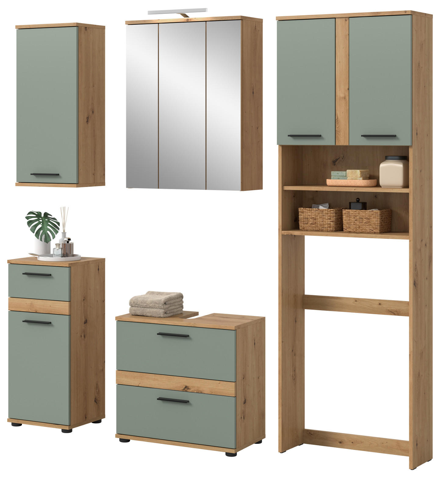 Inn.Furn Badmöbel-Set Salbeigrün 192x191x34 cm