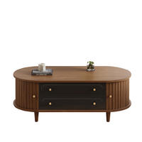 COUCHTISCH mit Schubladen und Rolltüren 100 x 50 x 36 cm - Walnussfarben, Holzwerkstoff (100/50/36cm) - ComfortXL