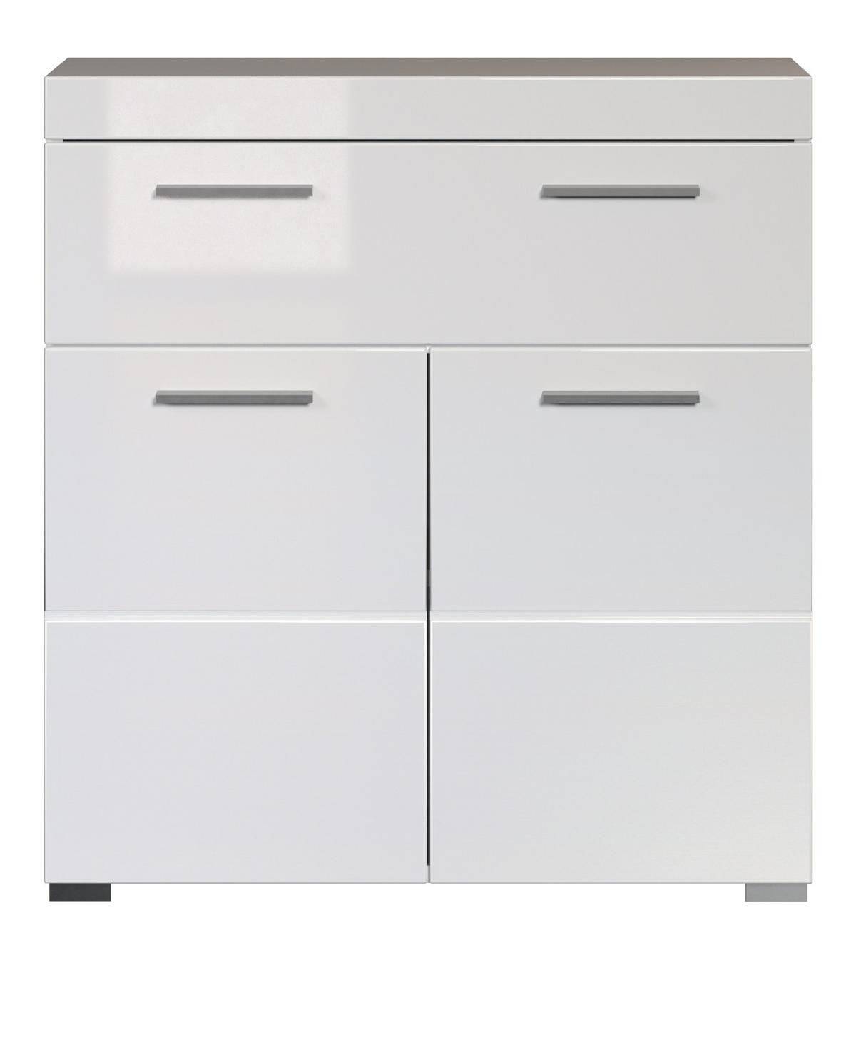 BADKOMMODE weiß Hochglanz 73 x 79 cm, Badezimmer Kommode 2-türig - Weiß, Holzwerkstoff/Kunststoff (31/79/73cm) - Top.Furn