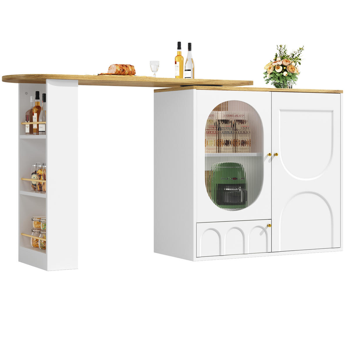 BARTISCH 360° 138x39x102cm 3 Türen Stauraum Weiß - Weiß, Metall (73/137.9/92.5cm) - FLIEKS