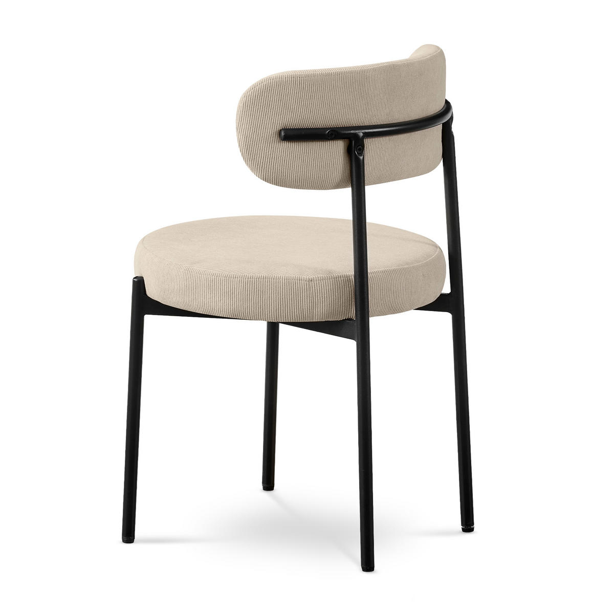STÜHLE 2er-Set gepolstert aus beigem Cord-Samt mit schwarzem Metallgestell IRIS - Beige/Schwarz, Textil/Metall (53.5/80/49.5cm) - Sicaan