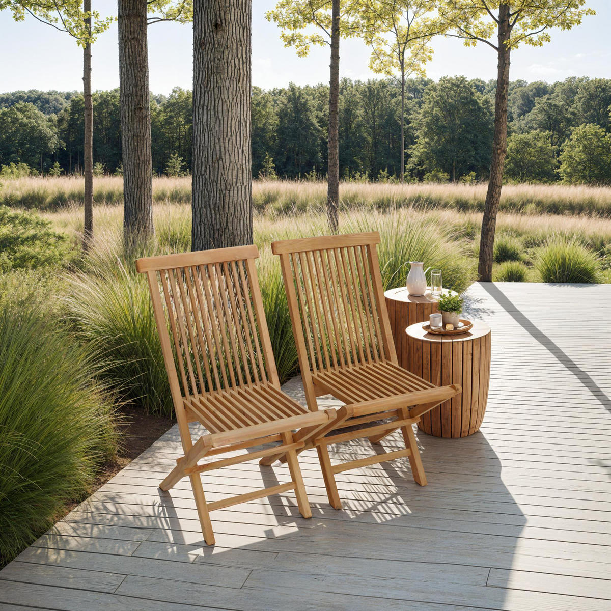 GARTENSTÜHLE Lombok 2er-Set - Braun, Holz (45/90/40cm) - Happy Garden