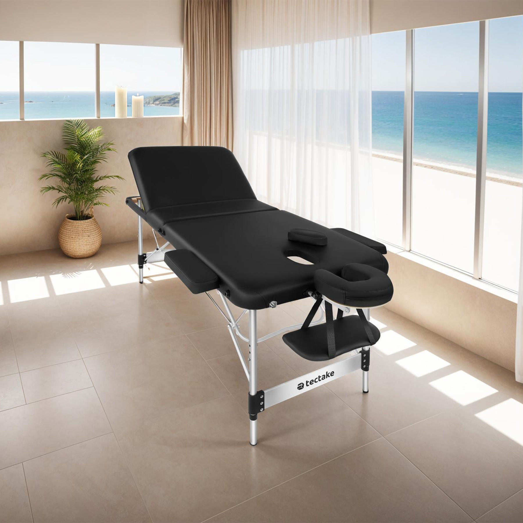 Thumbnail - tectake Massageliege, Schwarz, Metall, 108x90x212 cm, Freizeit, Wellness, Körperpflege, Wohlfühlprodukte
