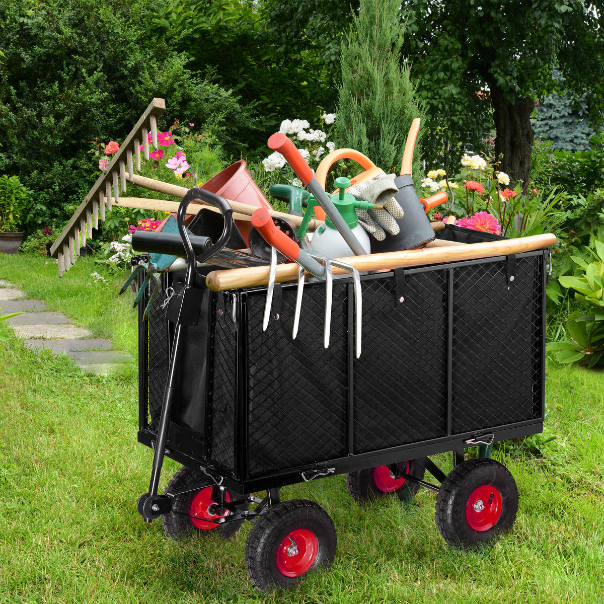 HANDWAGEN - Schwarz, Kunststoff/Metall (51/83/110cm) - Relaxdays