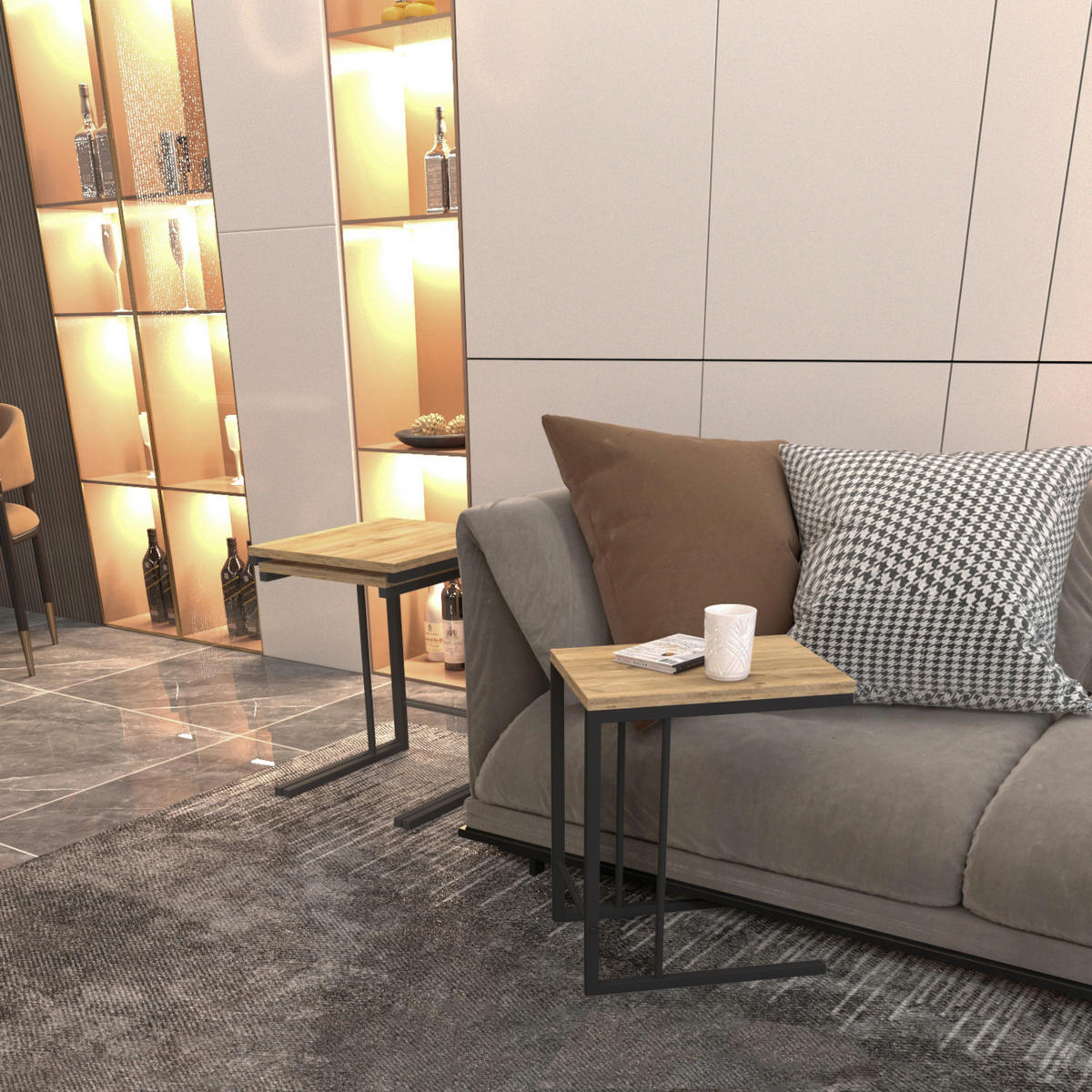 SATZTISCH Jakobstad im 3er Set - Braun, Holzwerkstoff (40/44/55cm) - [en.casa]