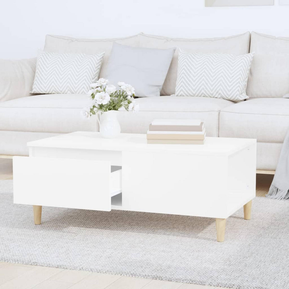 COUCHTISCH Weiß 90x50x36,5 cm Holzwerkstoff - Weiß, Holzwerkstoff (90/50/36.5cm) - furnicato