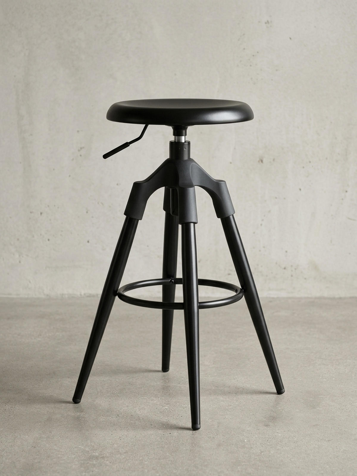 BARHOCKER Industrial Höhenverstellbar Drehbar Goldfarben TIBER, Schwarz 53x53x80 cm - Schwarz, Kunststoff/Metall (53/80/53cm) - KADIMA DESIGN