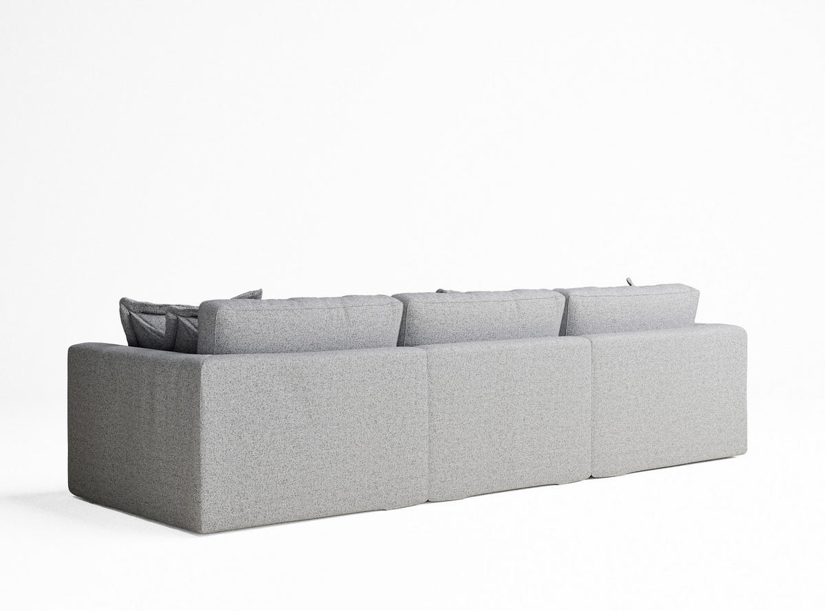 6-SITZER SOFA Amalfi Hellgrau Webstoff - Hellgrau/Schwarz, Holz/Holzwerkstoff (338/90/119cm) - Maison de Reve