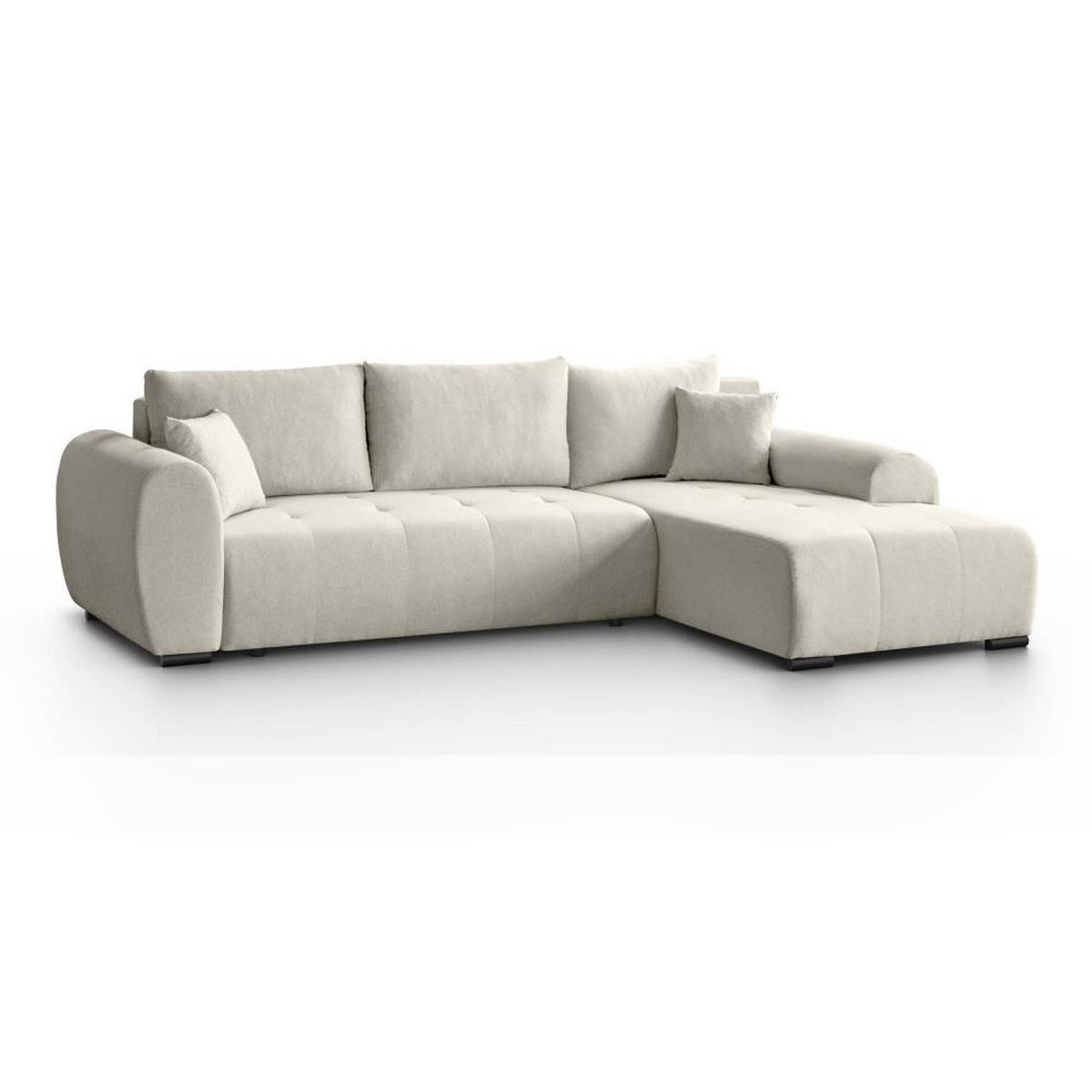 ECKSCHLAFSOFA Diana mt Bettkasten beige rechts - Beige/Schwarz, Textil (255/175cm) - Beautysofa