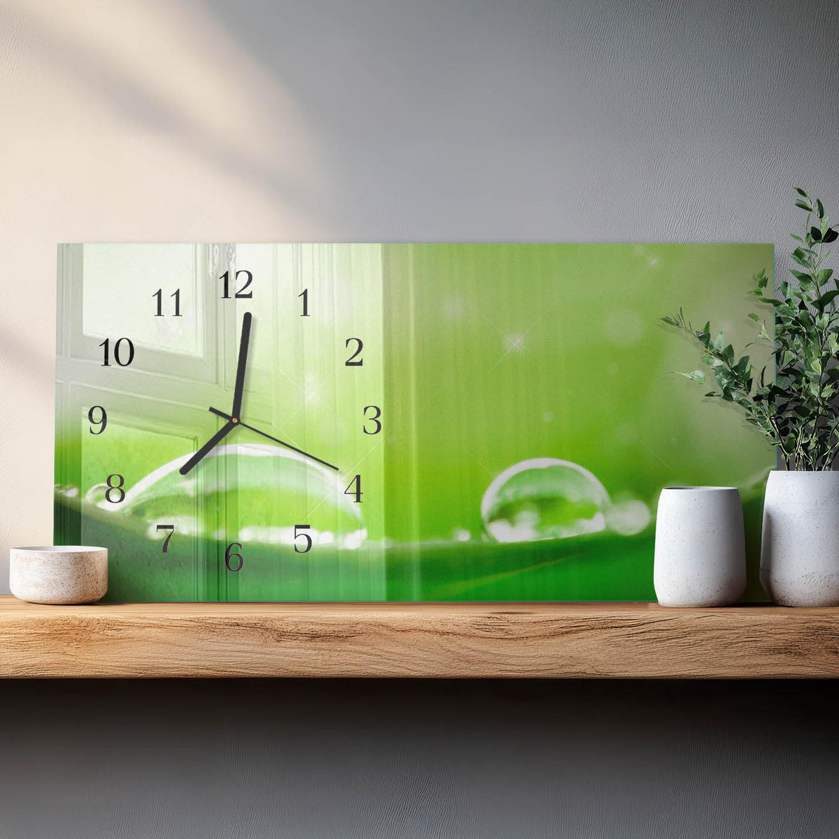 WANDUHR 60x30 cm - Schiff - Grün, Glas (60/30/0.4cm) - TULUP