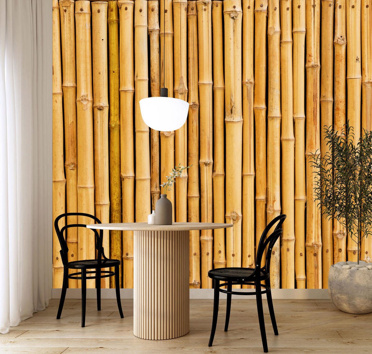 FOTOTAPETA Pre Kuchyňu Bambusová Imitácia Hnedá Stena Rustikálna 250 x 175 cm - oranžová/hnedá, papier (250/175cm) - Muralo