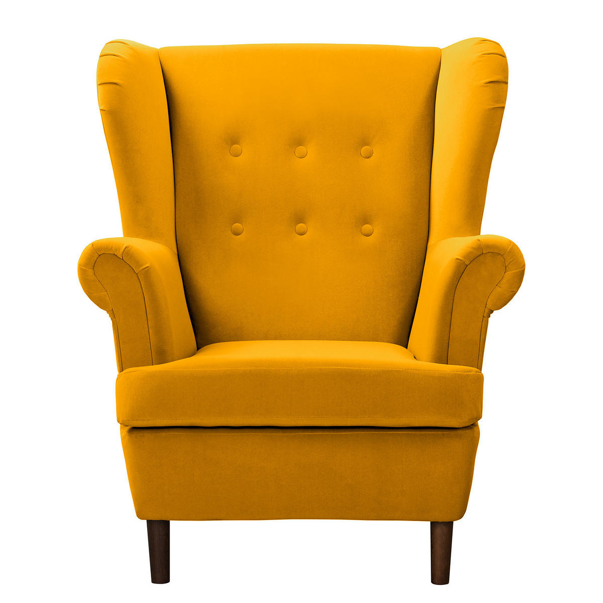 OHRENSESSEL - Dunkelbraun/Gelb, Textil (85/101/89cm) - home24