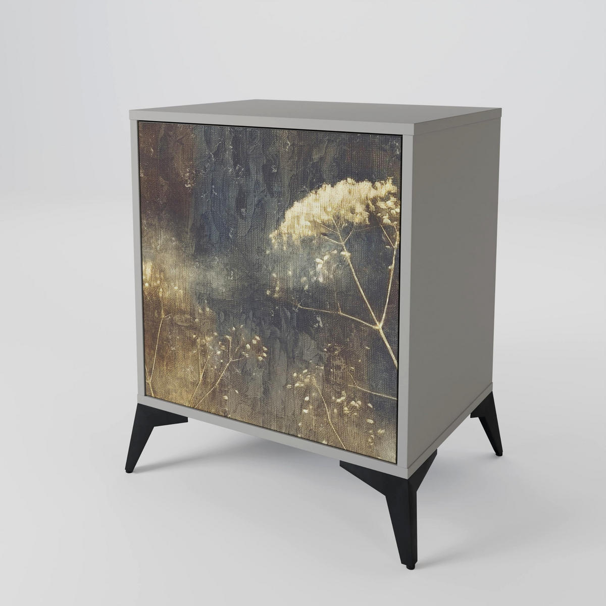 SIDEBOARD GENTLE POWER, Grau, 57,5x42x77,5 cm, Schräge Buchenholzfüße - Buchefarben/Multicolor, Holzwerkstoff/Buchenholz (57.5/77.5/42cm) - SpaceRebels