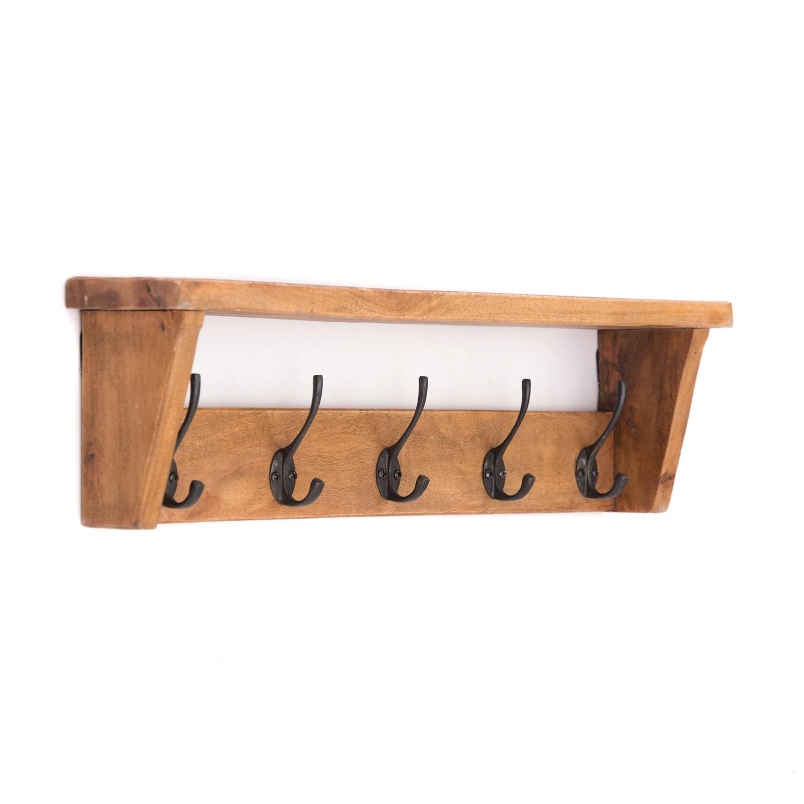 WANDGARDEROBE Gerda 50 Massivholz, mit 5 Haken und Ablage naturfarben - Naturfarben, Holz (50/14/10cm) - CREEDWOOD