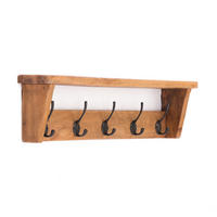 WANDGARDEROBE Gerda 50 Massivholz, mit 5 Haken und Ablage naturfarben - Naturfarben, Holz (50/14/10cm) - CREEDWOOD