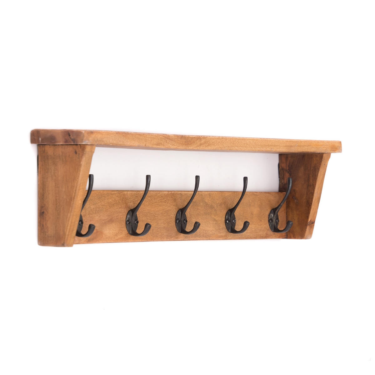 WANDGARDEROBE Gerda 50 Massivholz, mit 5 Haken und Ablage naturfarben - Naturfarben, Holz (50/14/10cm) - CREEDWOOD