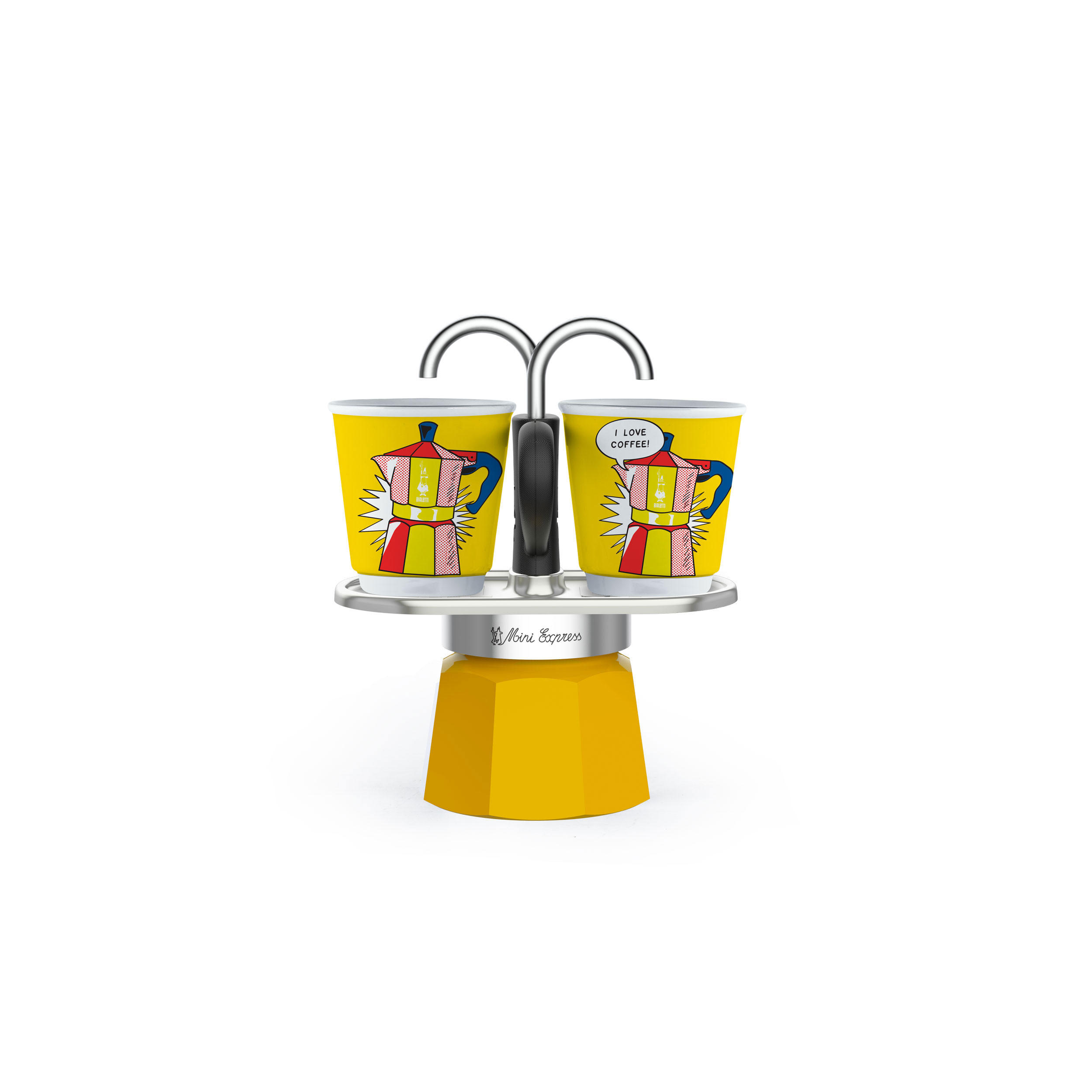 ESPRESSOKOCHER Set Mini 3-tlg. Express Magritte für 2 Tassen, Bunt, 90 ml - Multicolor, Metall (21/7/21cm) - Bialetti