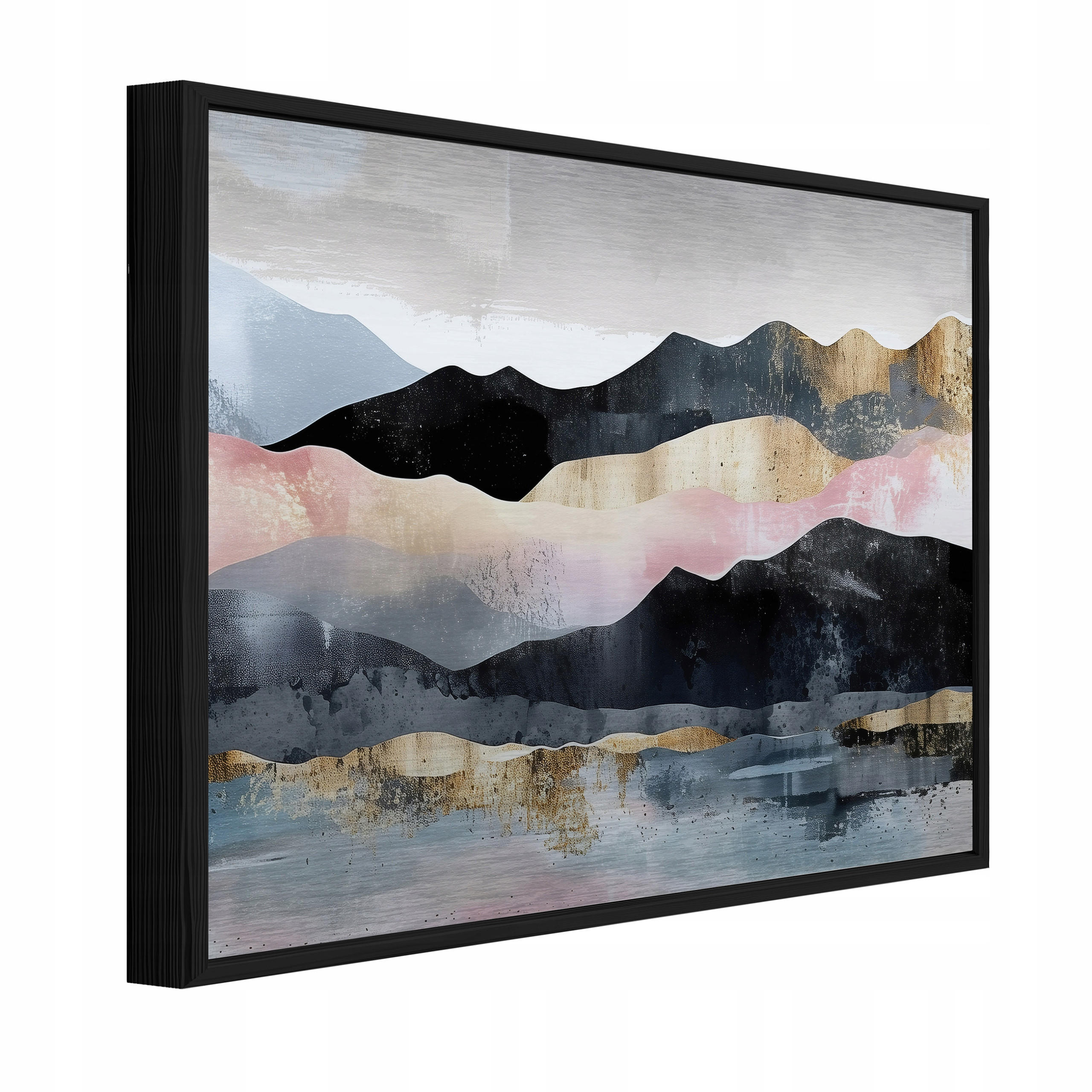 BILDER mit Rahmen Gebirge Landschaft Schwarz 120x80 cm - Multicolor, Metall (120/80cm) - Wallarena