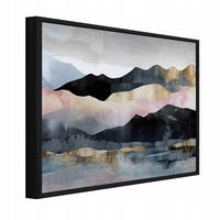 BILDER mit Rahmen Gebirge Landschaft Schwarz 120x80 cm - Multicolor, Metall (120/80cm) - Wallarena
