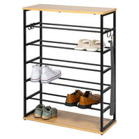 SCHUHREGAL, 18 Paar Schuhe, schwarz - Schwarz, Metall (70/90/28cm) - eluno